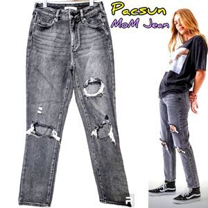 PacSun Faded Black Ripped Mom Jeans
